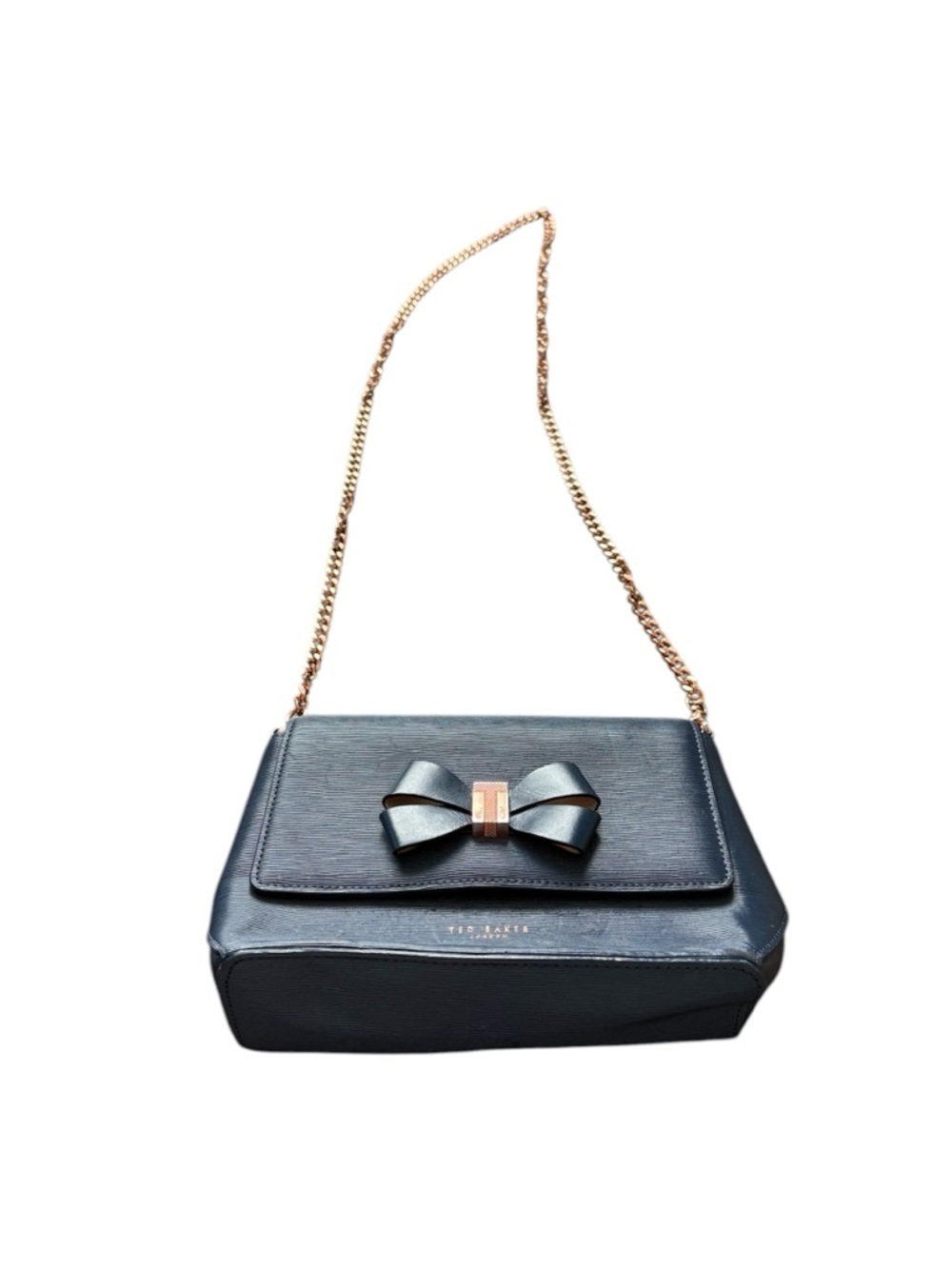 Ted Baker Bowii Bow Mini Bark leather in navy